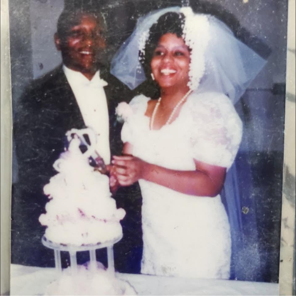 Historical wedding cake photograph of James and Shawn