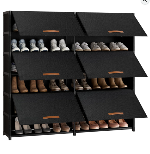 Black 42-Pair Shoe Cabinet